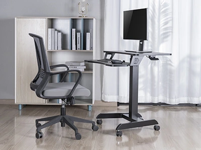 Poste de travail ergonomique mobile avec écran et chaise ajustable